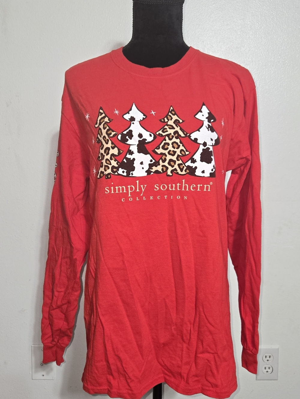 Simply Southern Red Long-Sleeve Tee with Print Tree Motif